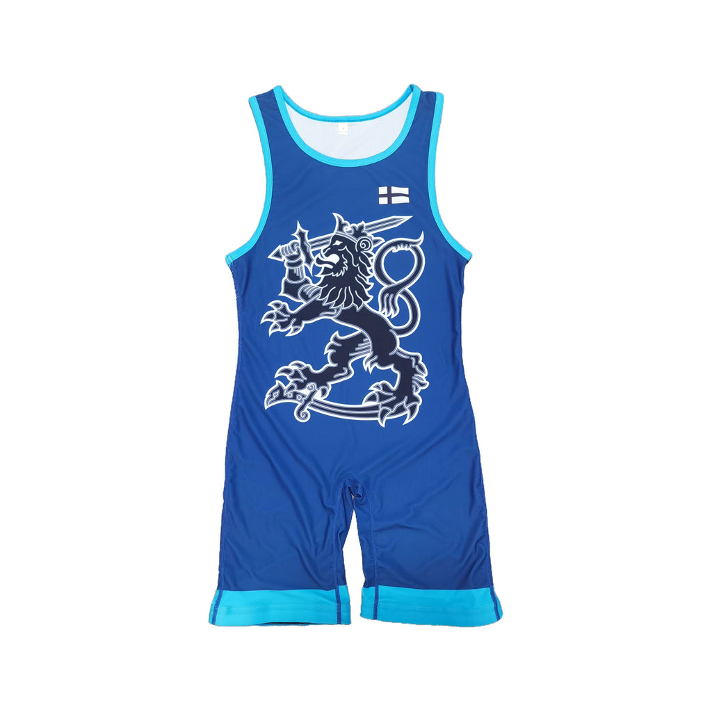 FINLAND NATIONAL TEAM WRESTLING BLUE SINGLET