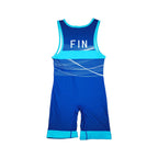 FINLAND NATIONAL TEAM WRESTLING BLUE SINGLET