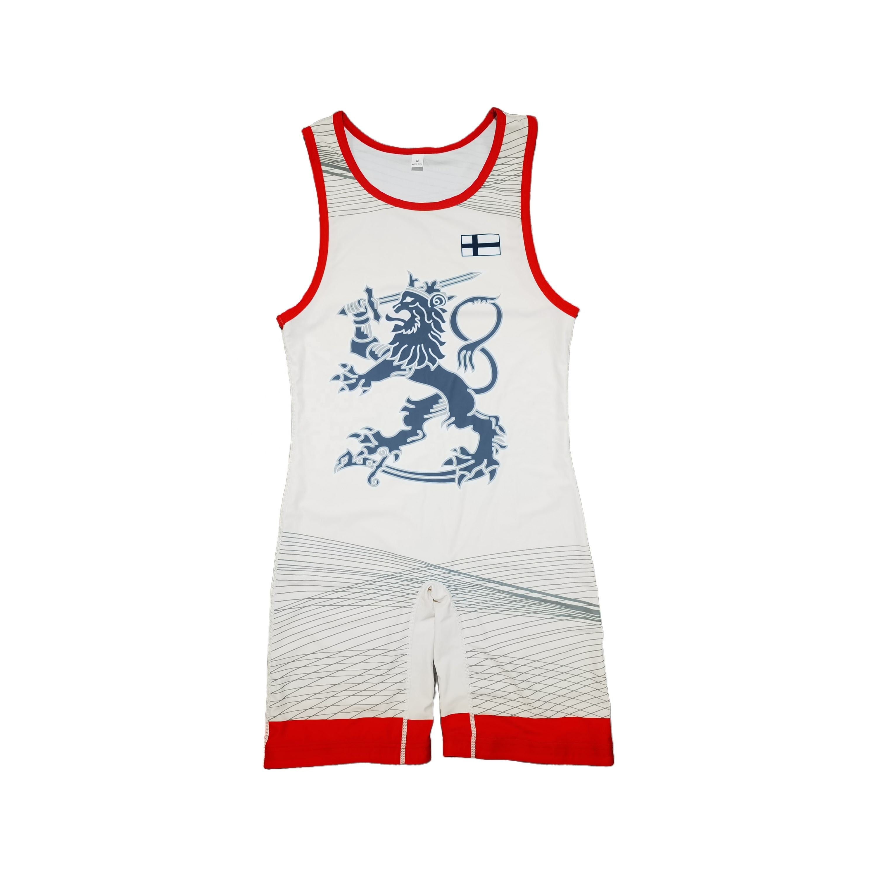FINLAND NATIONAL TEAM WRESTLING RED SINGLET