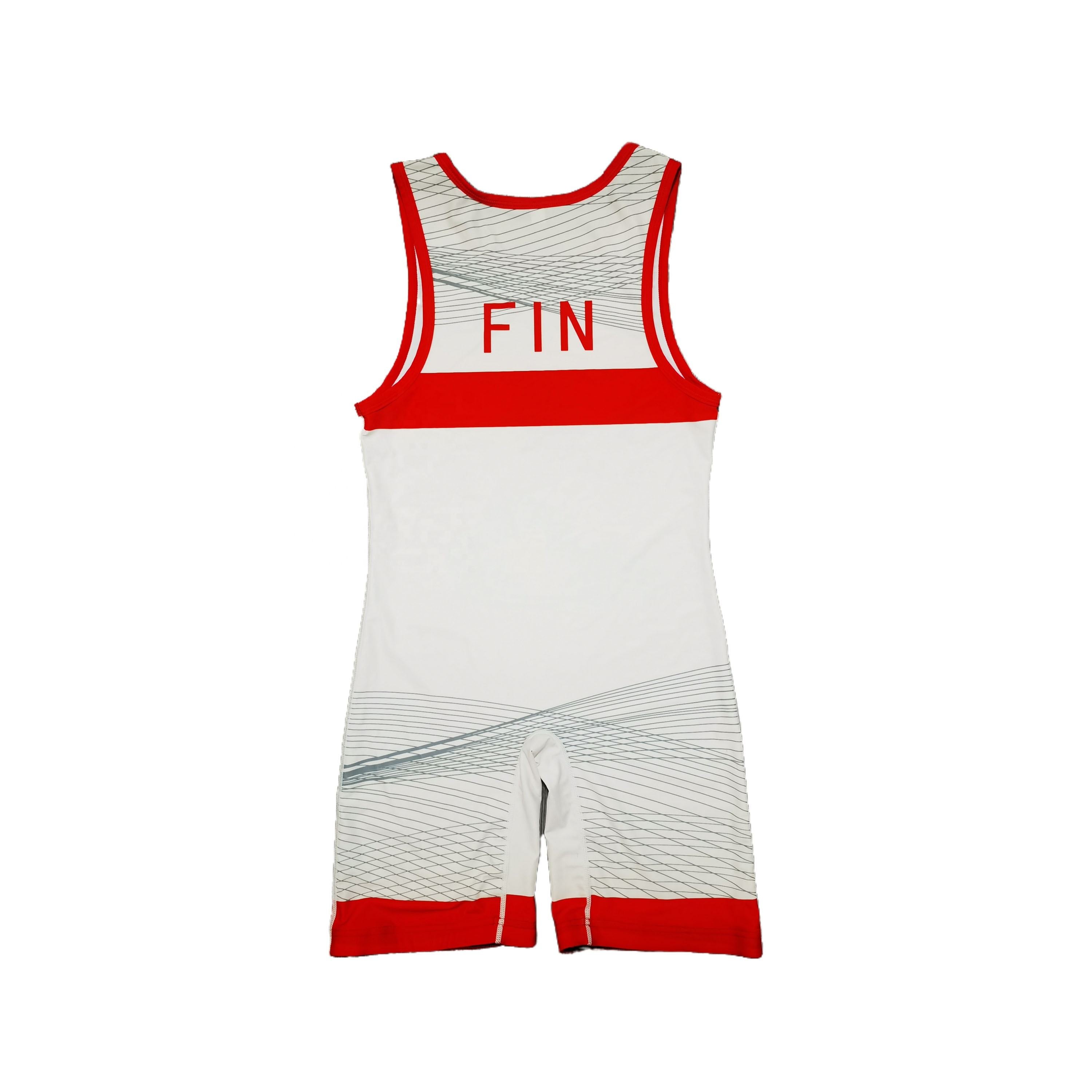 FINLAND NATIONAL TEAM WRESTLING RED SINGLET