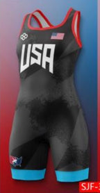 USA Black Blue Wrestling Singlet