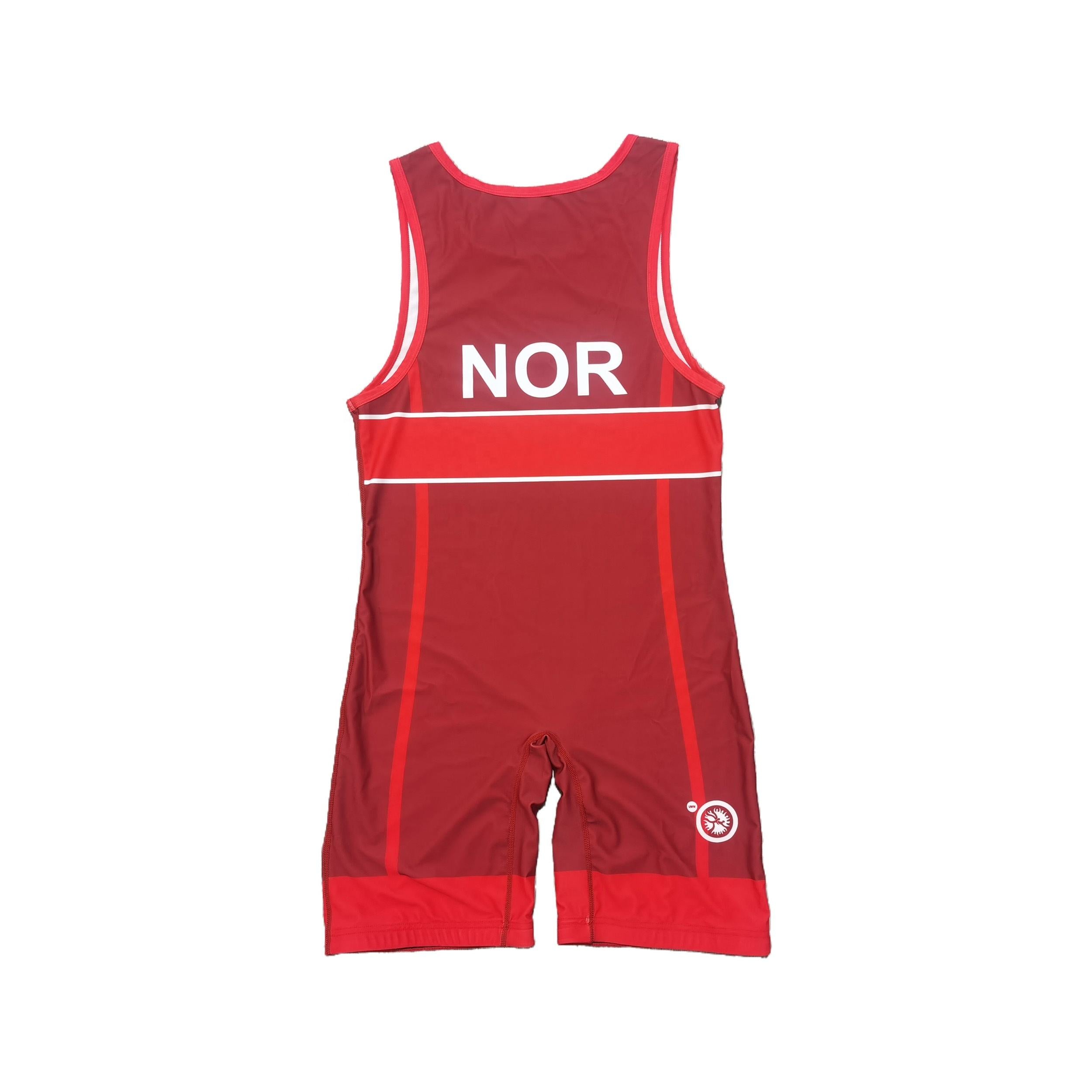 NORWAY NATIONAL TEAM WRESTLING RED SINGLET